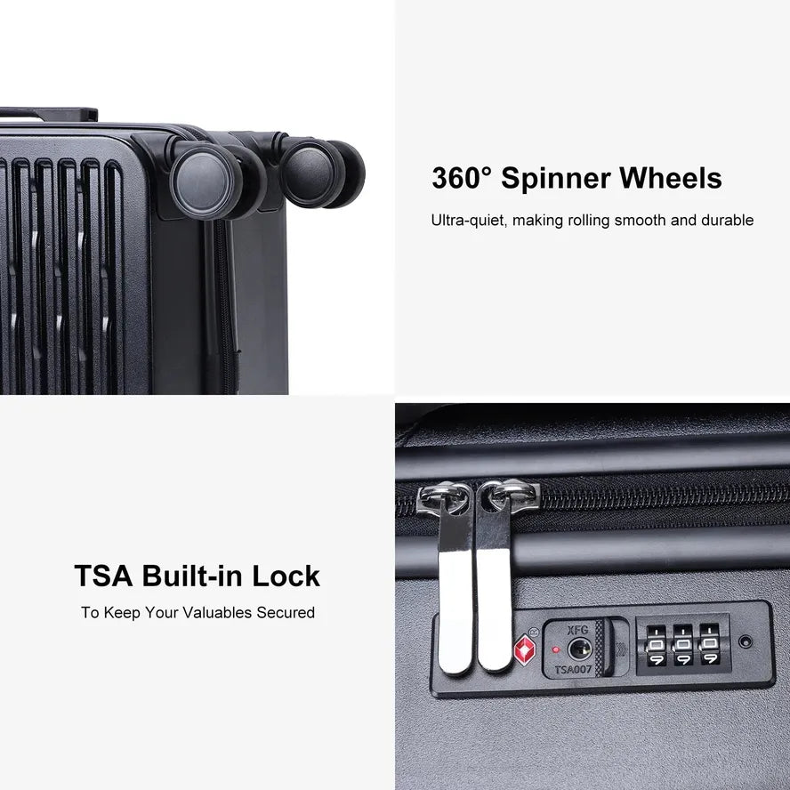 JMT-268554 Designer 100% PC Carry-On Hard Shell Travel Suitcase with Wide Trolley Handle
