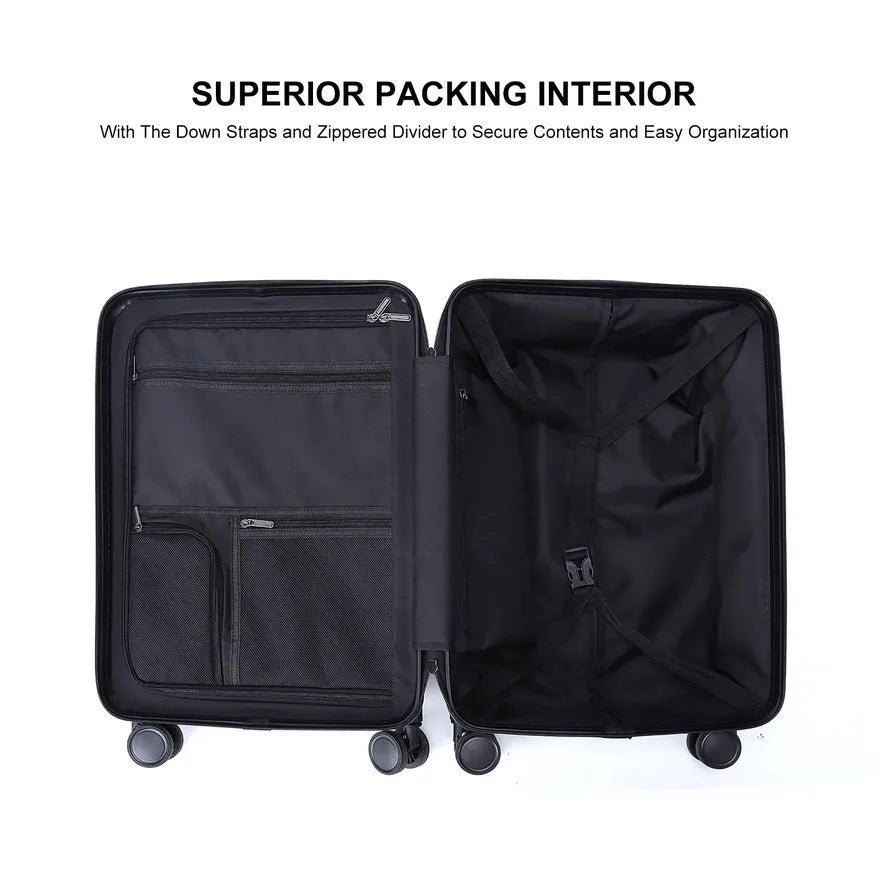 JMT-268554 Designer 100% PC Carry-On Hard Shell Travel Suitcase with Wide Trolley Handle