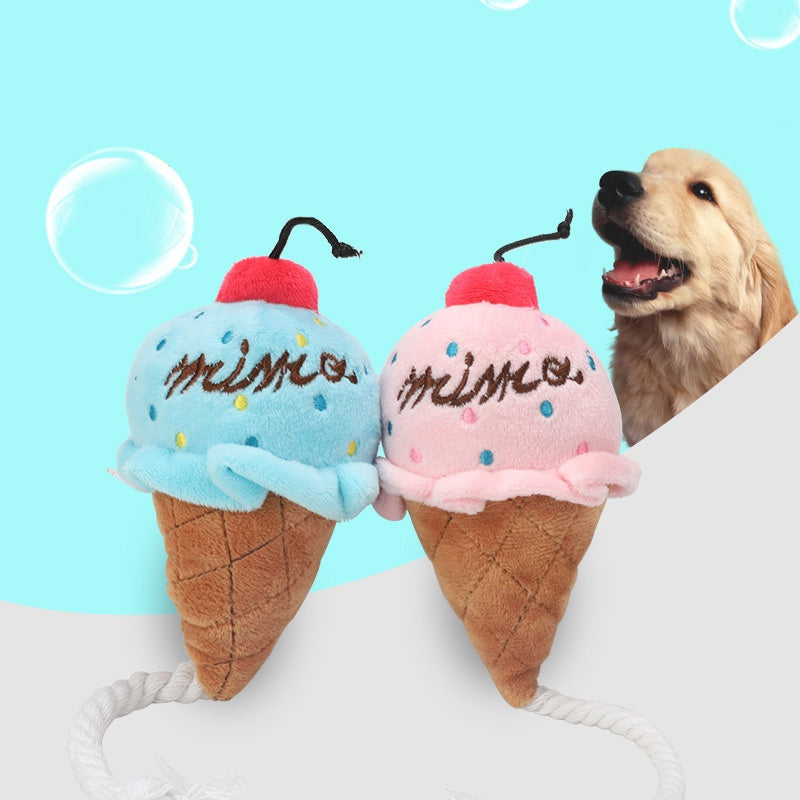 JMT-268810 Cute Ice Cream-Shaped Plush Dog Toy - Bite-Resistant Molar Chew Sounding Toy, 13x7cm, 22g