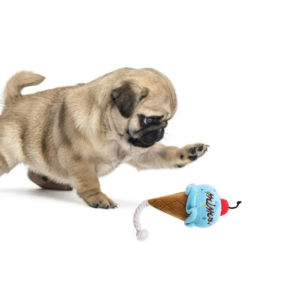 JMT-268810 Cute Ice Cream-Shaped Plush Dog Toy - Bite-Resistant Molar Chew Sounding Toy, 13x7cm, 22g