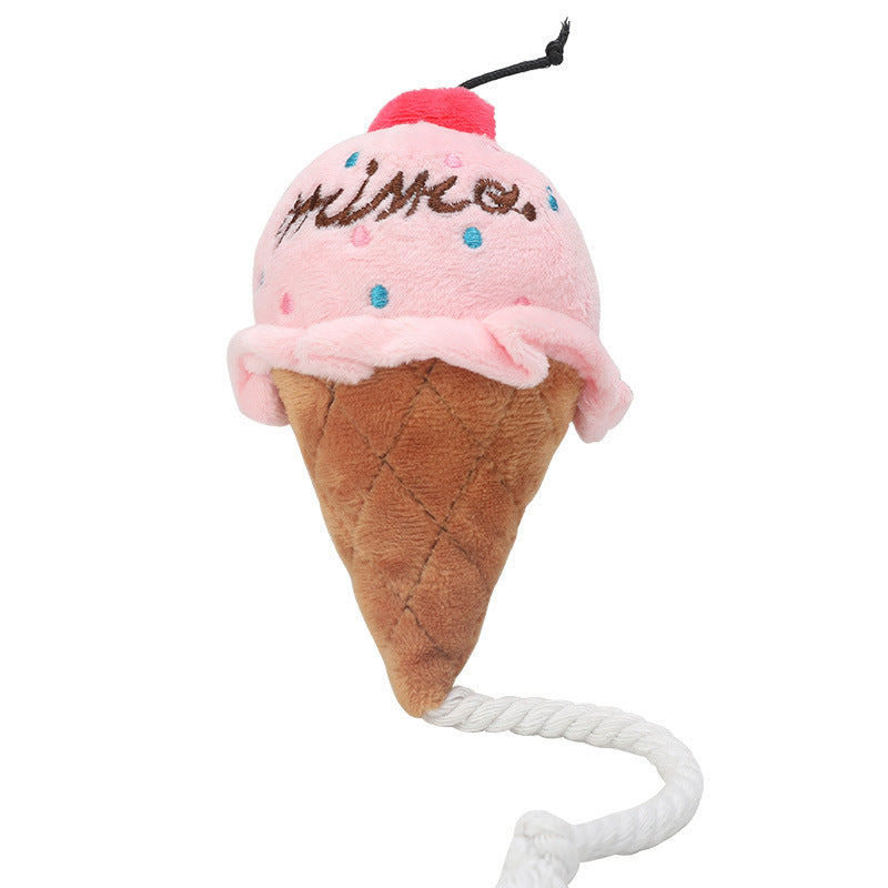 JMT-268810 Cute Ice Cream-Shaped Plush Dog Toy - Bite-Resistant Molar Chew Sounding Toy, 13x7cm, 22g