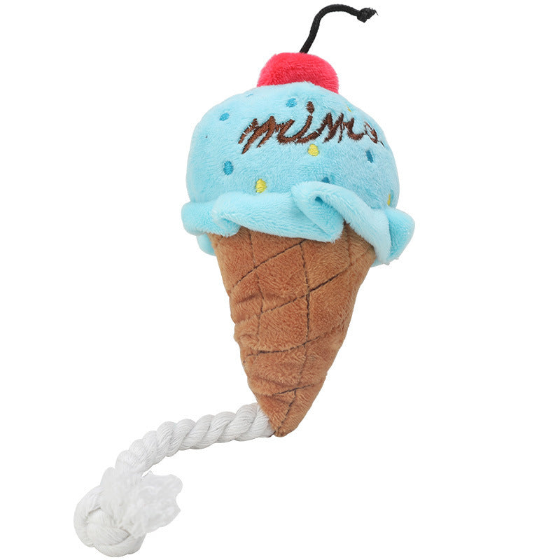 JMT-268810 Cute Ice Cream-Shaped Plush Dog Toy - Bite-Resistant Molar Chew Sounding Toy, 13x7cm, 22g