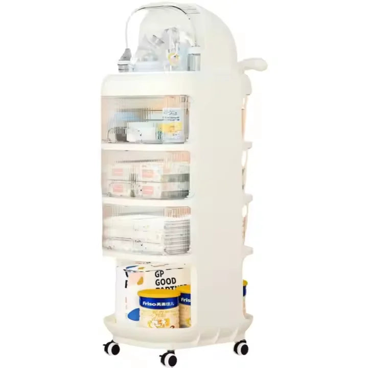 JMT-268938 Rotating Plastic Storage Trolley with Wheels for Organising Baby Essentials
