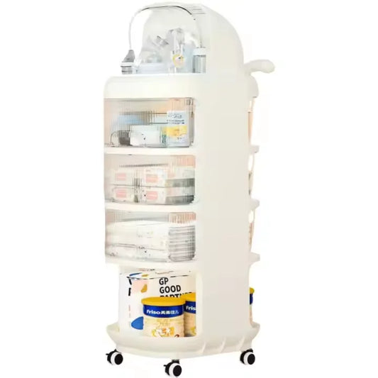 JMT-268938 Rotating Plastic Storage Trolley with Wheels for Organising Baby Essentials