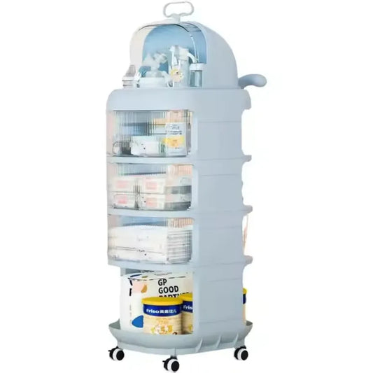 JMT-268938 Rotating Plastic Storage Trolley with Wheels for Organising Baby Essentials