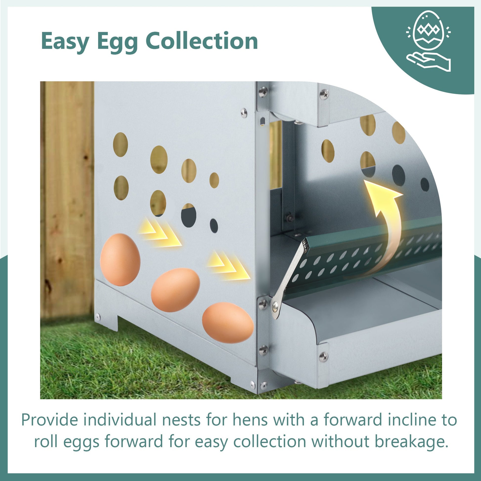JMT-269002 4 Compartment Metal Nesting Box for Chickens - Galvanized Steel Wall-Mount Egg Laying Coop