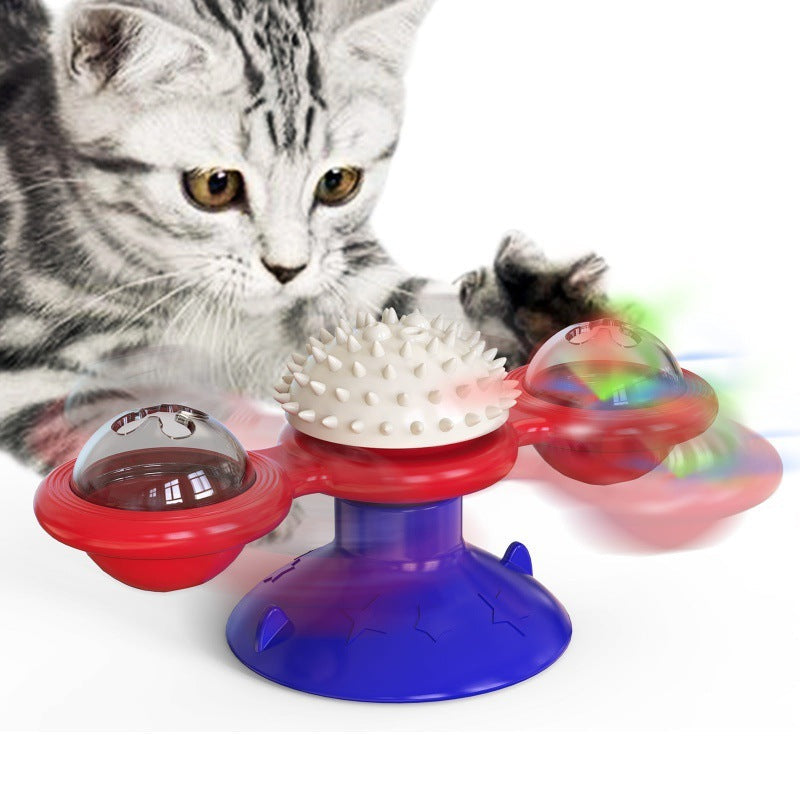 JMT-269130 Mint Ball Turntable Cat Toy with Funny Stick for Interactive Play