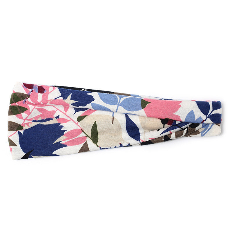JMT-269514 Floral Printed Sports Headband for Women - Elastic Hair Band for Yoga and Running, Sweat Absorbent Design