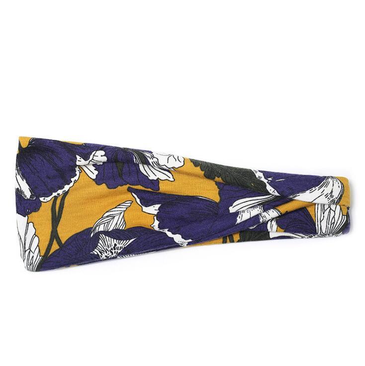 JMT-269514 Floral Printed Sports Headband for Women - Elastic Hair Band for Yoga and Running, Sweat Absorbent Design