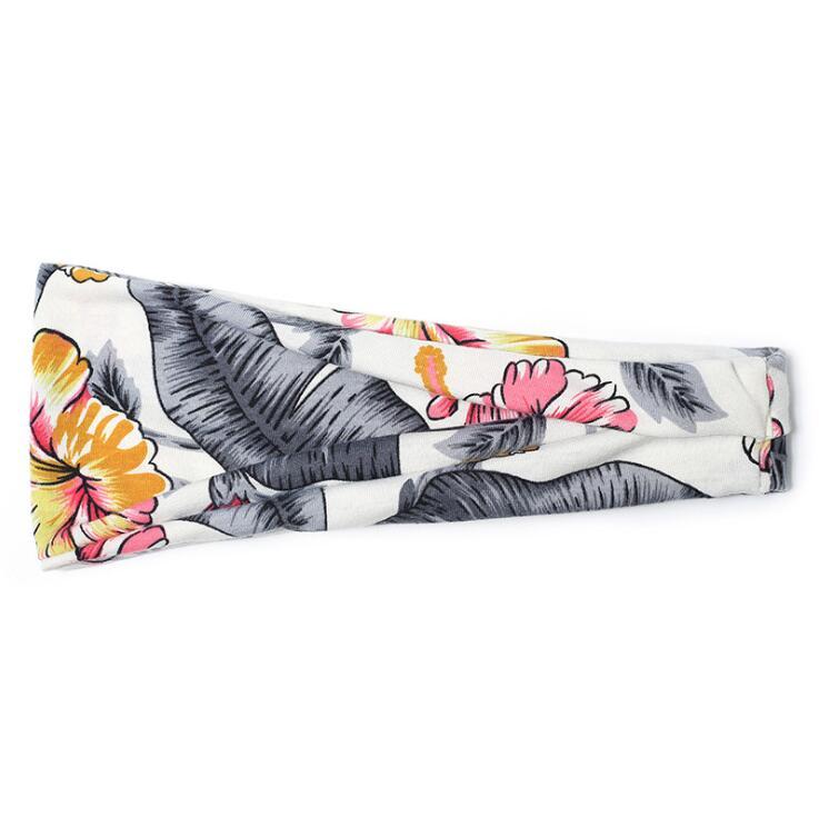 JMT-269514 Floral Printed Sports Headband for Women - Elastic Hair Band for Yoga and Running, Sweat Absorbent Design