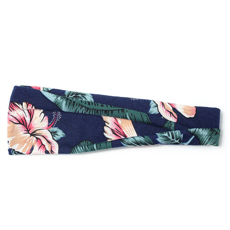 JMT-269514 Floral Printed Sports Headband for Women - Elastic Hair Band for Yoga and Running, Sweat Absorbent Design