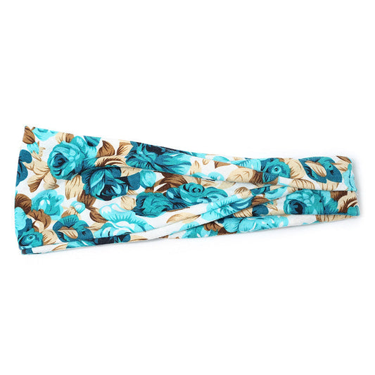 JMT-269514 Floral Printed Sports Headband for Women - Elastic Hair Band for Yoga and Running, Sweat Absorbent Design