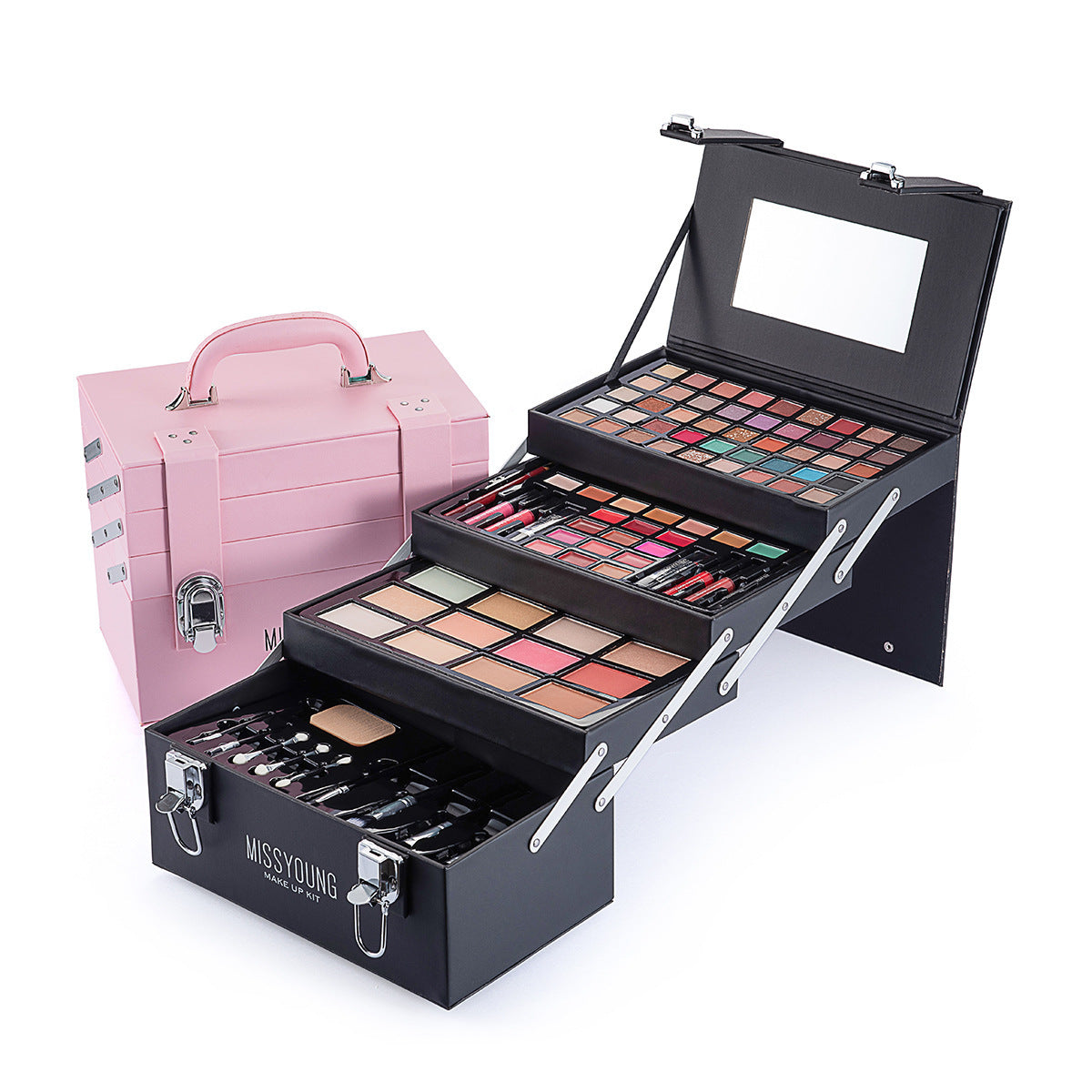JMT-269578 Comprehensive Eye Shadow and Lip Gloss Cosmetic Set with Blush, Mascara, and Brushes