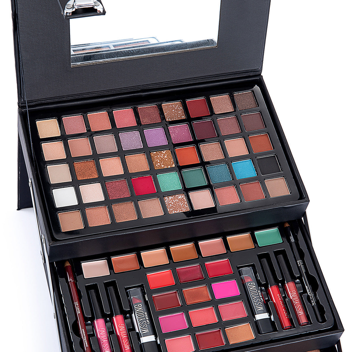 JMT-269578 Comprehensive Eye Shadow and Lip Gloss Cosmetic Set with Blush, Mascara, and Brushes