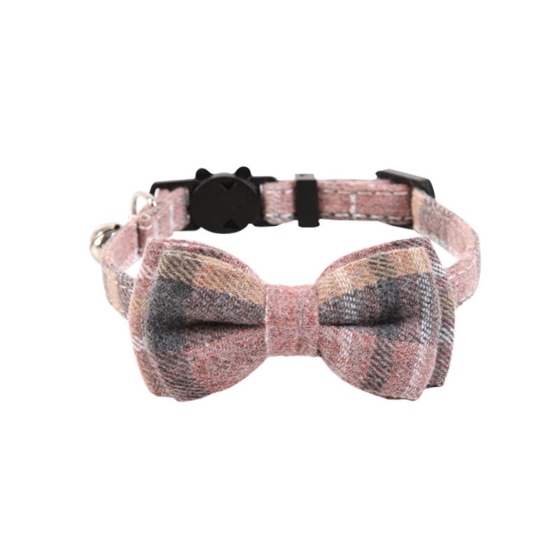 JMT-269642 Plaid Bow Cat Collar with Bell - Adjustable and Stylish for All Seasons
