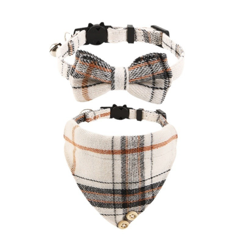 JMT-269642 Plaid Bow Cat Collar with Bell - Adjustable and Stylish for All Seasons