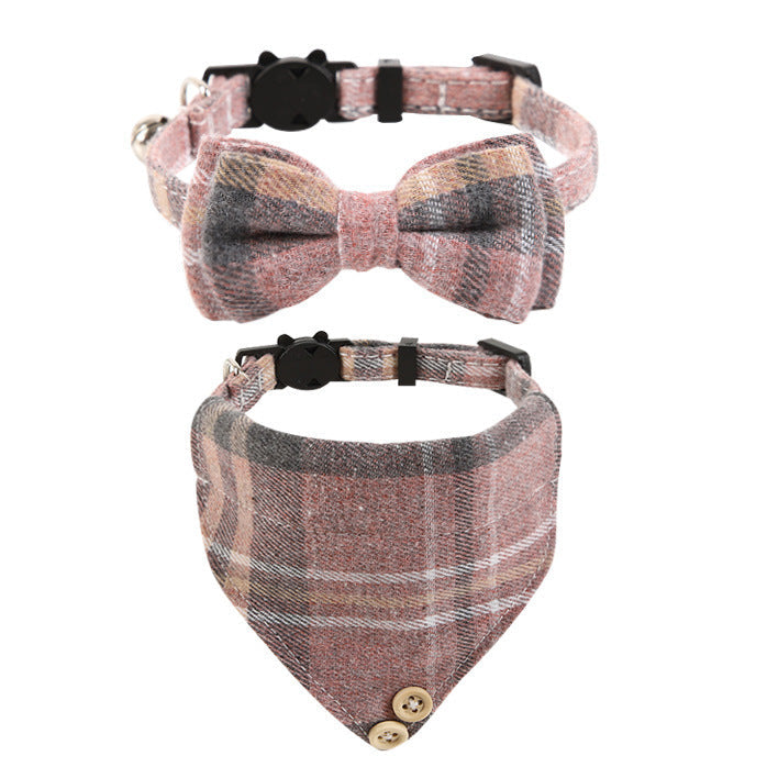 JMT-269642 Plaid Bow Cat Collar with Bell - Adjustable and Stylish for All Seasons