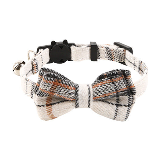JMT-269642 Plaid Bow Cat Collar with Bell - Adjustable and Stylish for All Seasons
