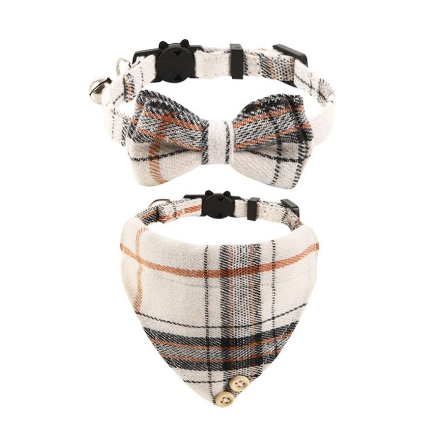 JMT-269642 Plaid Bow Cat Collar with Bell - Adjustable and Stylish for All Seasons
