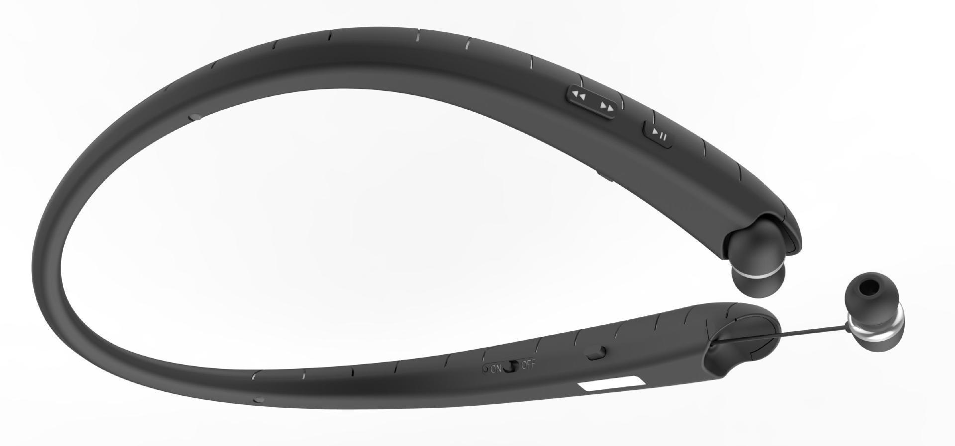 JMT-269642 Wireless Neckband Bluetooth Headphones with Retractable Wire and Noise-Canceling Microphone
