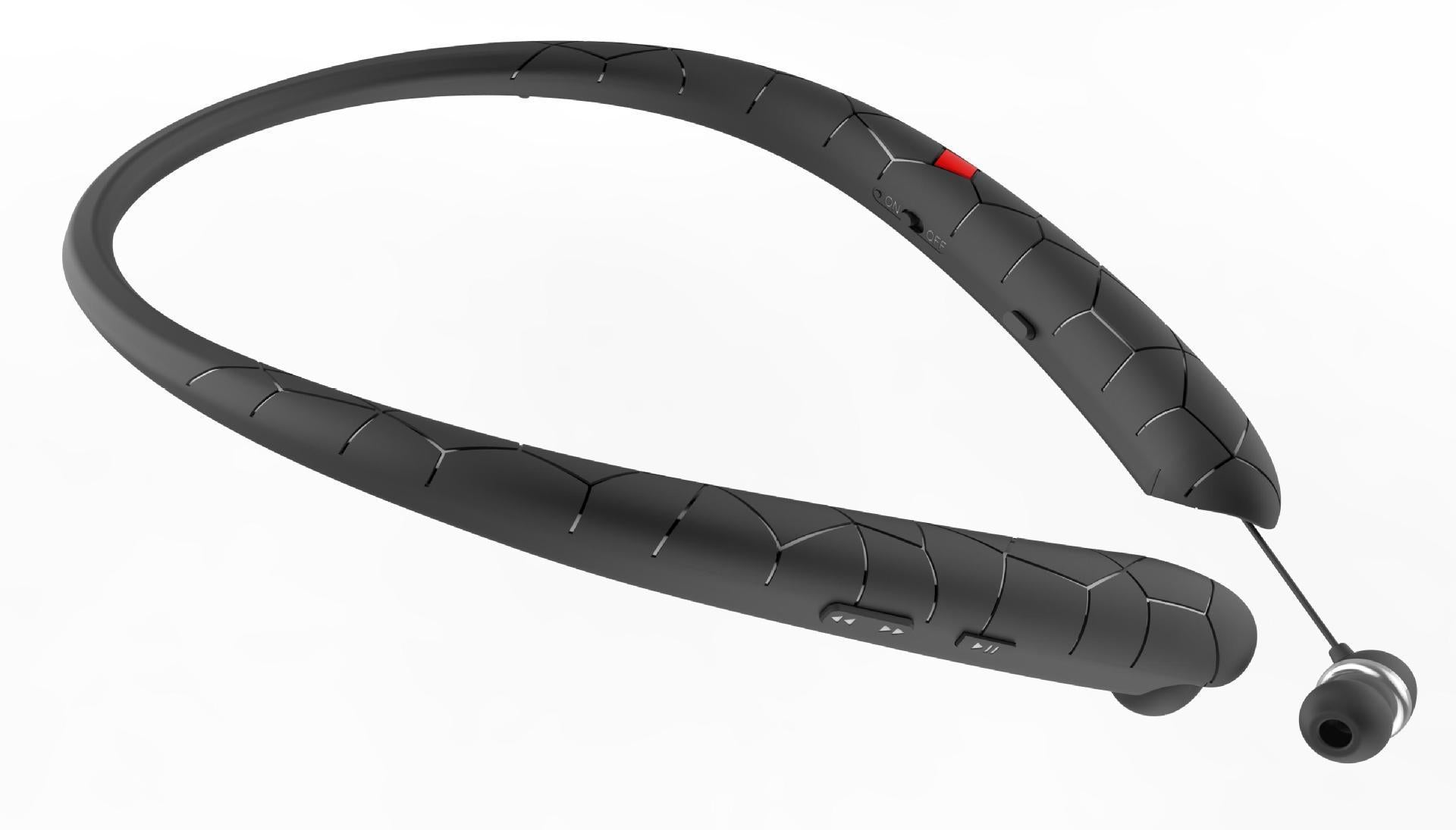 JMT-269642 Wireless Neckband Bluetooth Headphones with Retractable Wire and Noise-Canceling Microphone