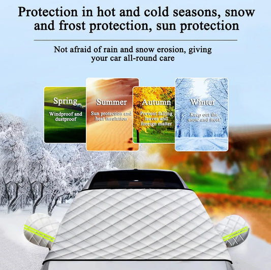 JMT-269770 Reflective Universal Car Windshield Cover for Snow and Hail Protection - Waterproof Retractable Sunshade