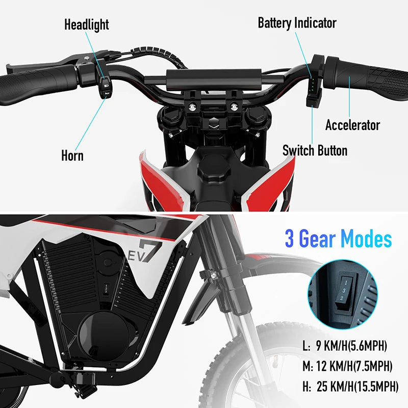 JMT-269898 Electric Dirt Bike for Kids - 36V 300W Strong Aluminum Frame, 250cc Scooter Dirt Bikes , Top Speed 27.9 mph