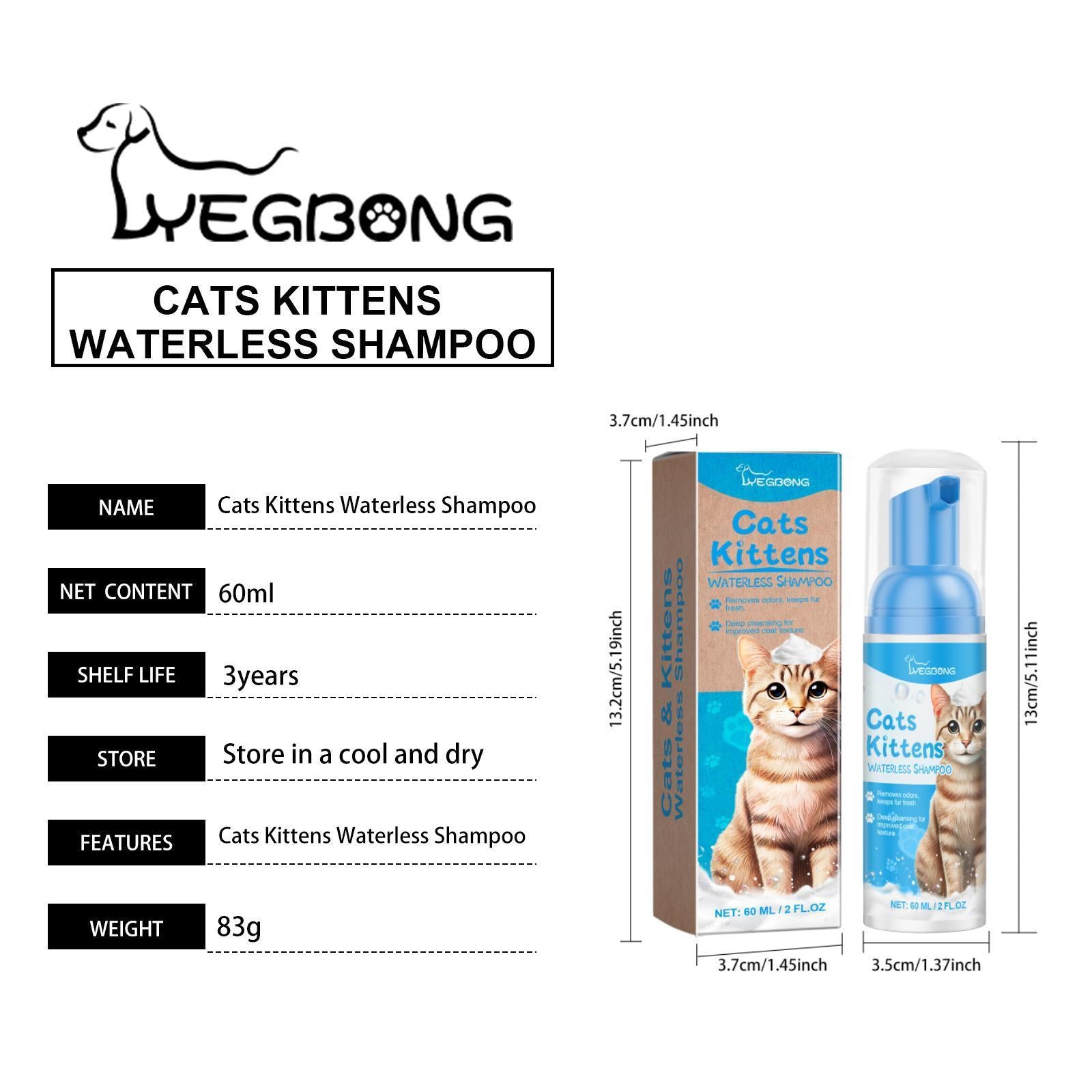 JMT-270218 Gentle Pet Cleaning Foam for Cats - Non-Irritating Mousse Formula