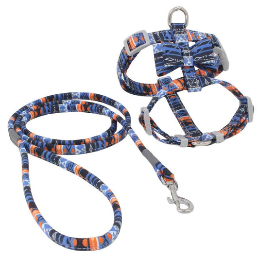 JMT-270474 Japanese Style Cat Harness and Traction Rope Set - Comfortable Polyester Chest Strap with Anti-Breakaway Design, Available in Multiple Colors