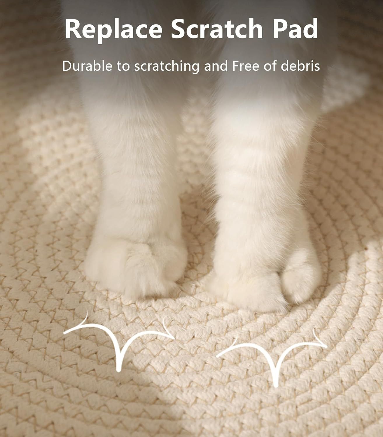 JMT-271114 Hand Woven Cat Bed with Toy Tail - Natural Cotton Linen Kitten House and Scratch Pad for Small Breeds, Breathable and Durable