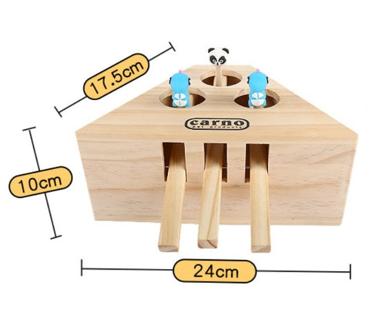JMT-271434 Interactive Solid Wood Cat & Hamster Toy with Multiple Holes for Playing Fun