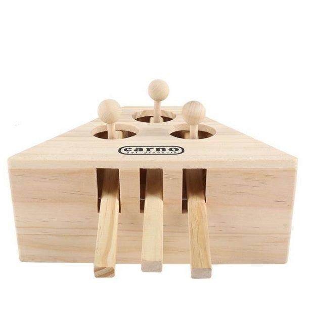 JMT-271434 Interactive Solid Wood Cat & Hamster Toy with Multiple Holes for Playing Fun