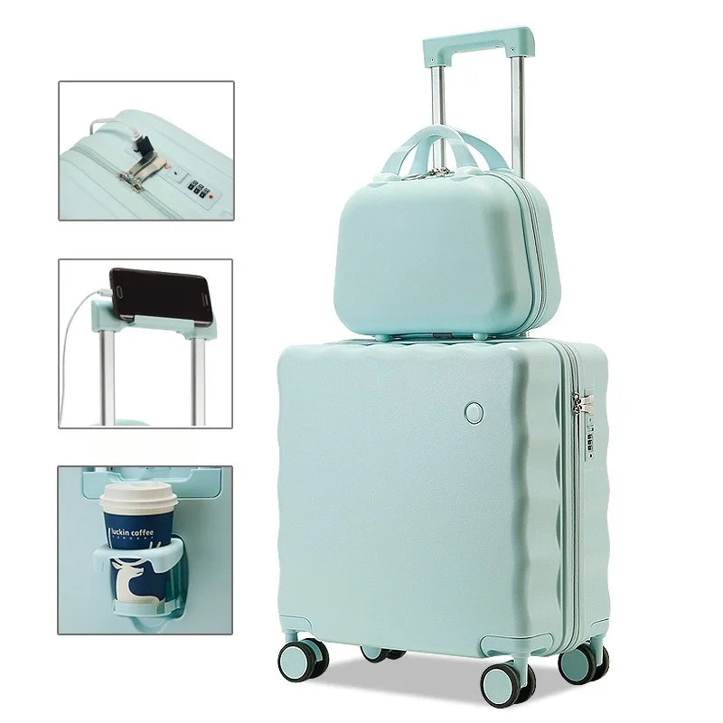 JMT-272330 Kids' Lightweight Green Trolley Suitcase – Durable PC Hard Shell Travel Luggage
