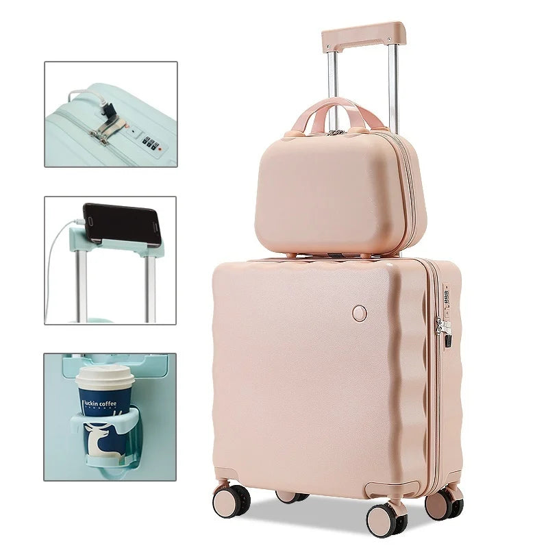 JMT-272330 Kids' Lightweight Green Trolley Suitcase – Durable PC Hard Shell Travel Luggage
