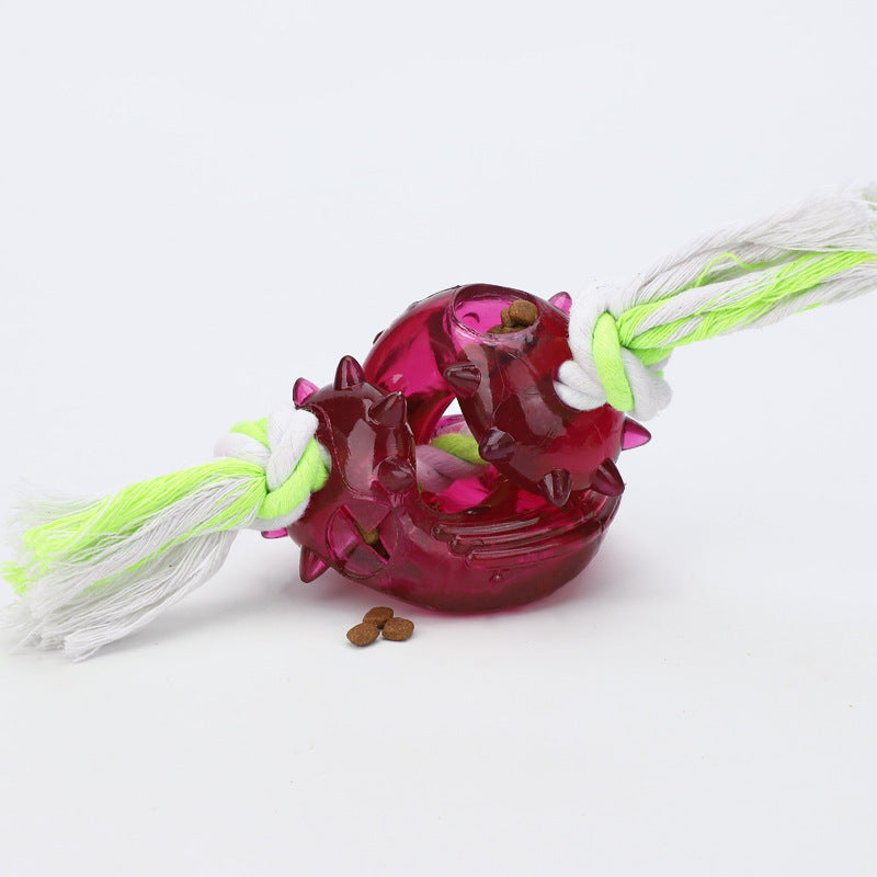 JMT-272586 Interactive Dog Bite Toy with Teeth Grinding Resistance and Leakage Feature, Cotton Rope and TPR Material, Available in Two Sizes