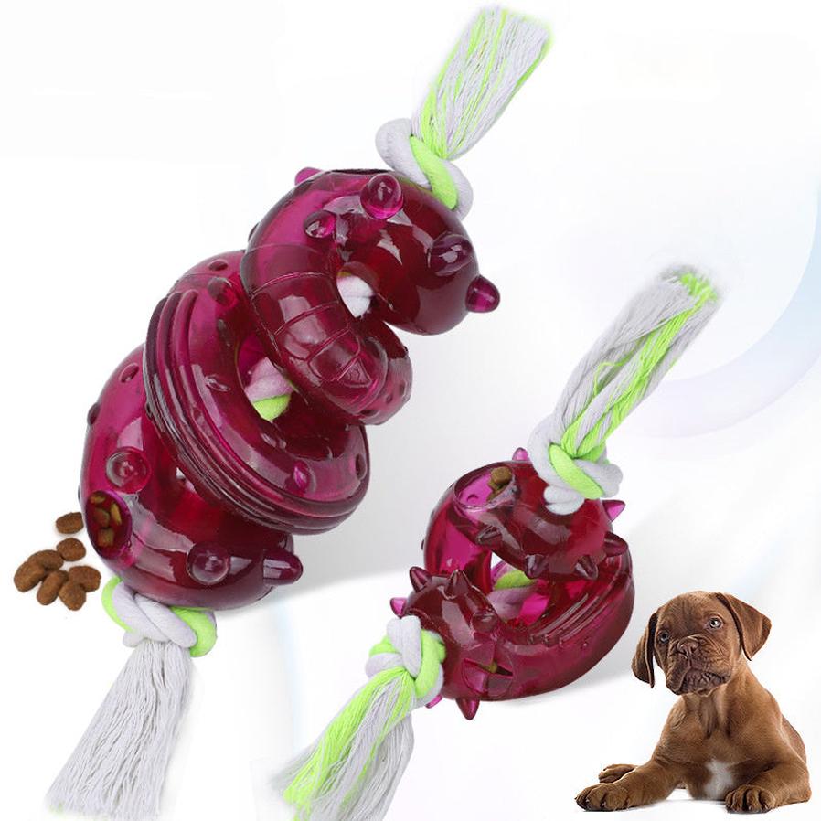 JMT-272586 Interactive Dog Bite Toy with Teeth Grinding Resistance and Leakage Feature, Cotton Rope and TPR Material, Available in Two Sizes