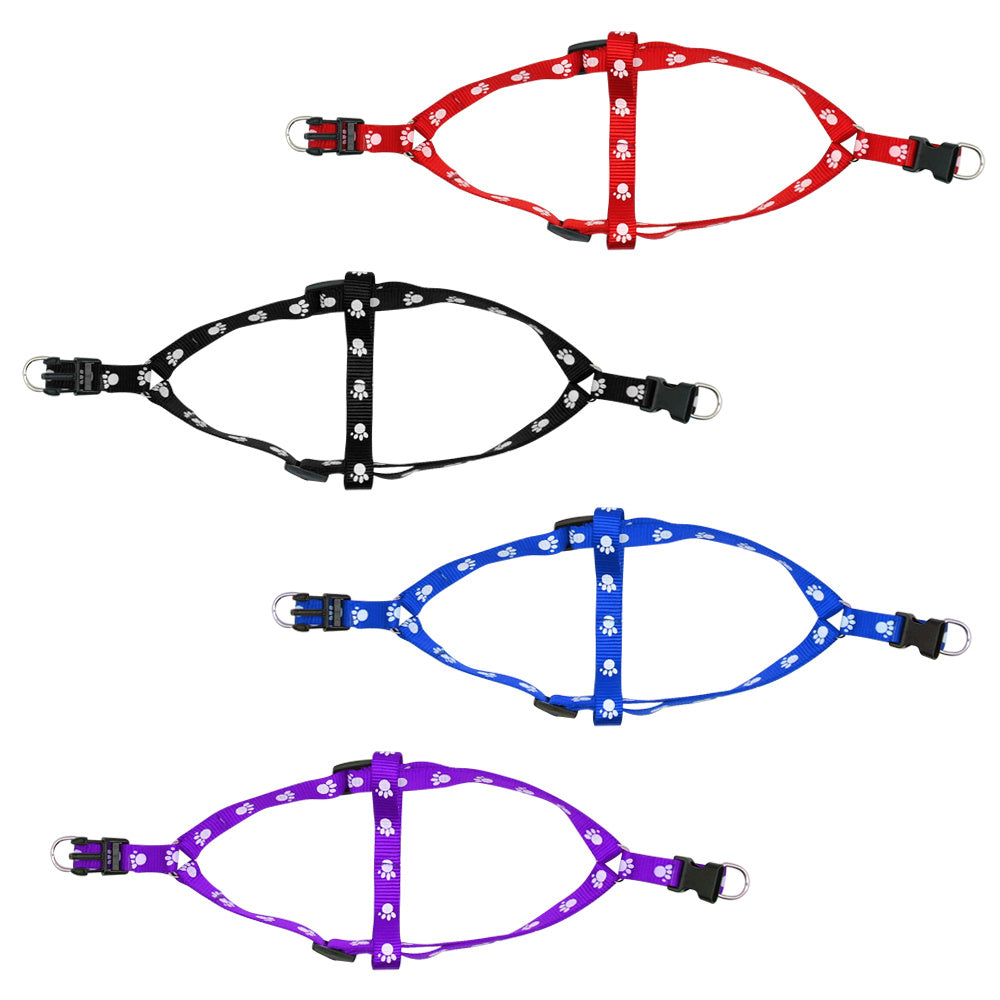 JMT-272778 Paw Print Nylon Dog Harness and Leash Set for Small to Medium Dogs, Adjustable and Easy to Use