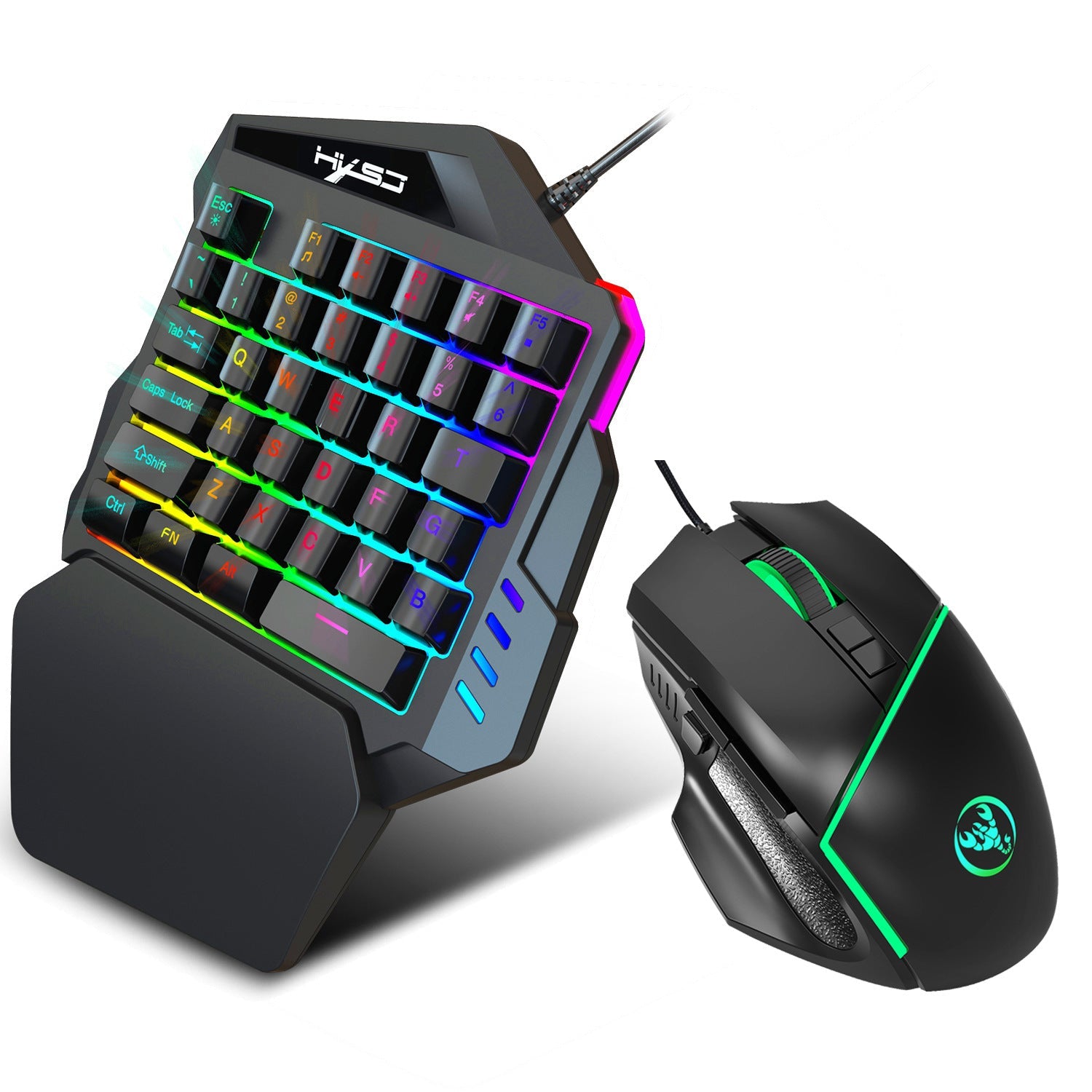 JMT-272906 Single-Hand USB Gaming Keyboard Left-Hand Glove with Backlight and Waterproof Features