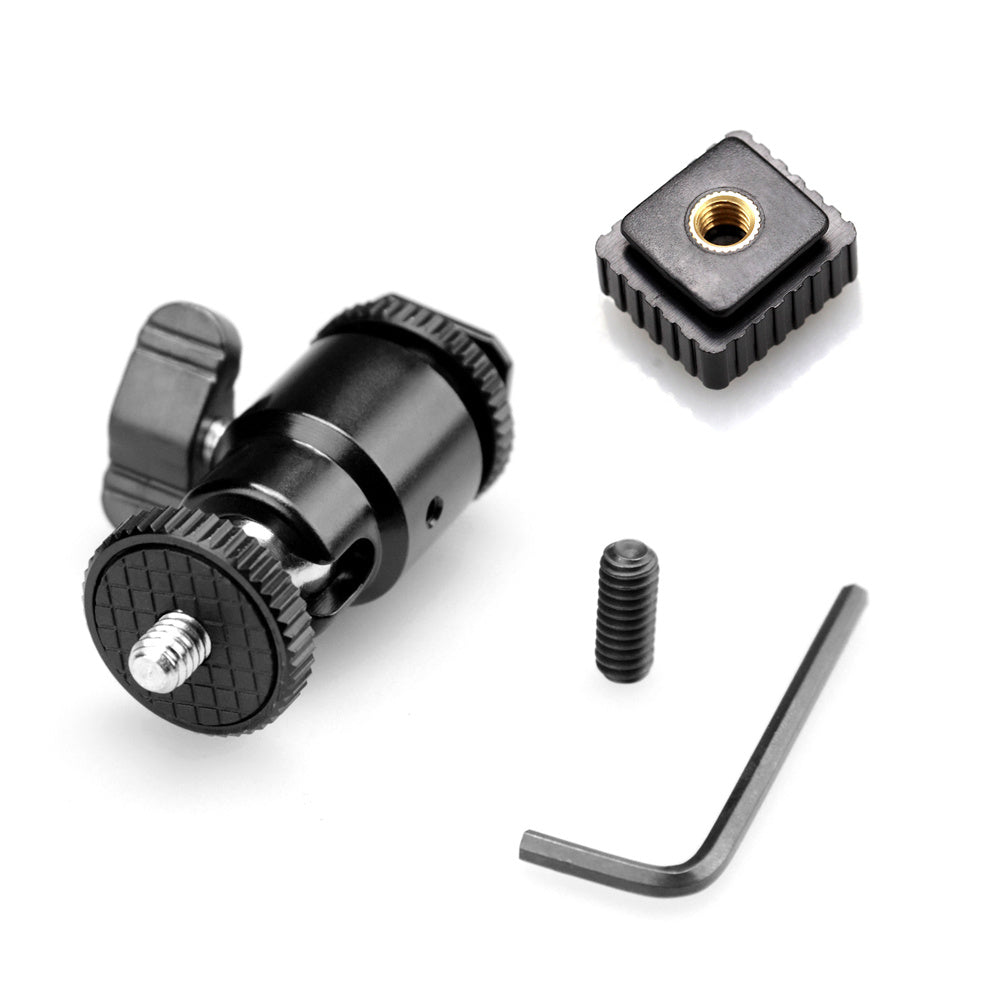 JMT-272970 2-in-1 Square Bottom Camera Hot Shoe Head with Cold Shoe Holder and 1/4 Screw Interface