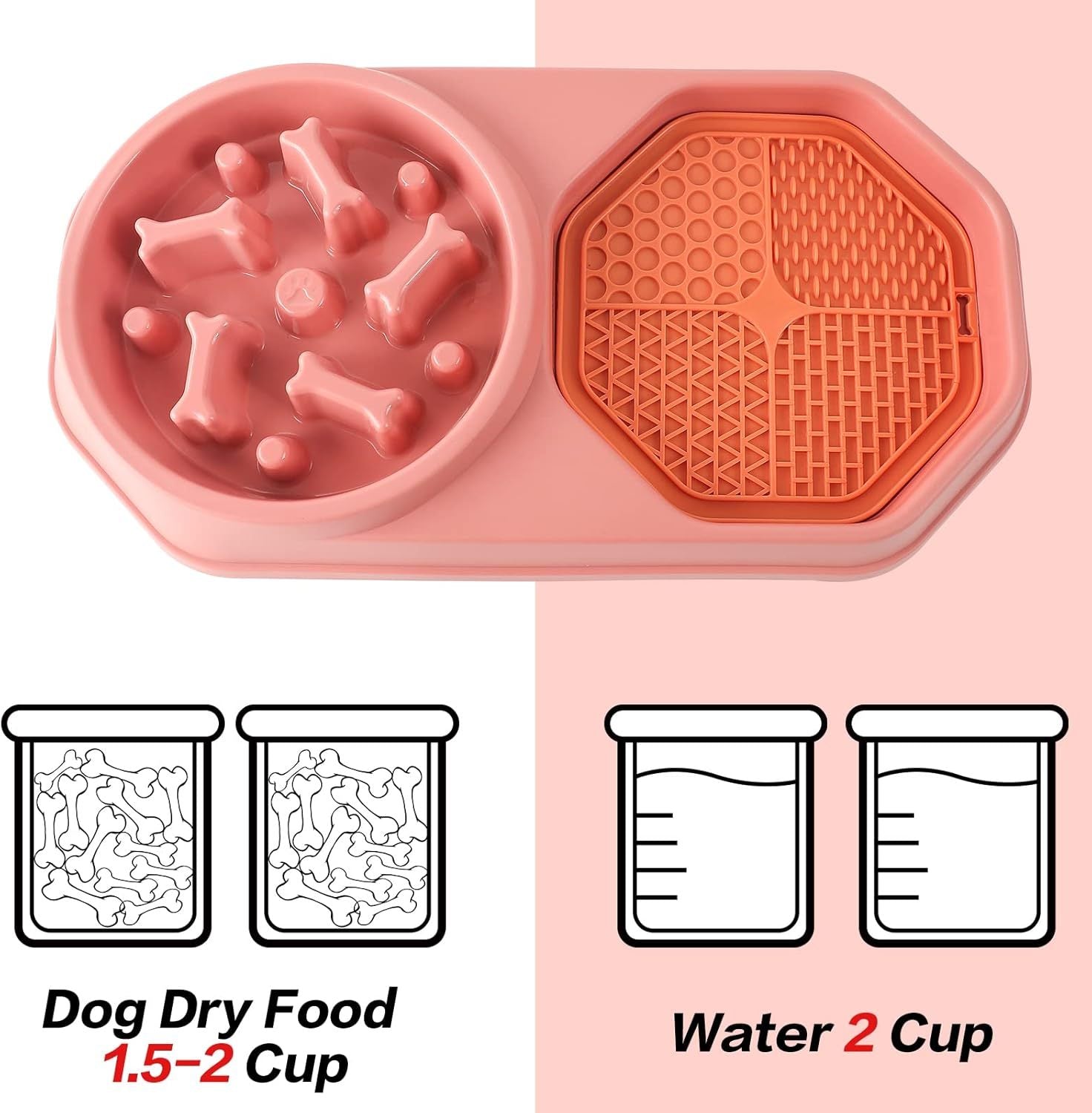 JMT-273418 Interactive Slow Feeder Dog Bowl for Healthy Eating and Weight Management, Non-Slip Design, Easy to Clean