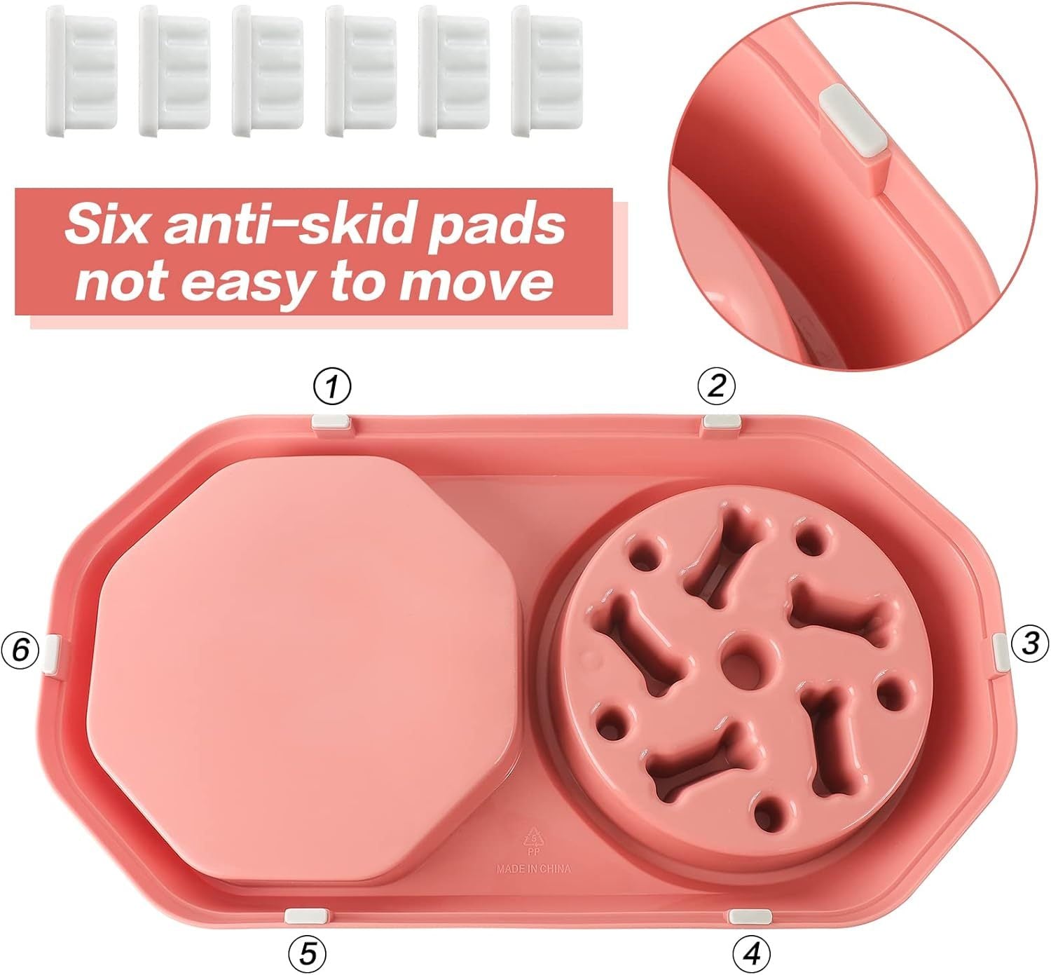 JMT-273418 Interactive Slow Feeder Dog Bowl for Healthy Eating and Weight Management, Non-Slip Design, Easy to Clean