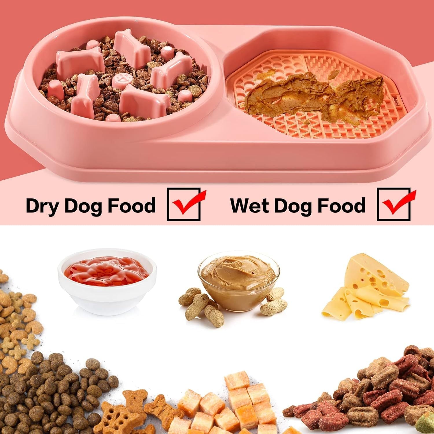 JMT-273418 Interactive Slow Feeder Dog Bowl for Healthy Eating and Weight Management, Non-Slip Design, Easy to Clean