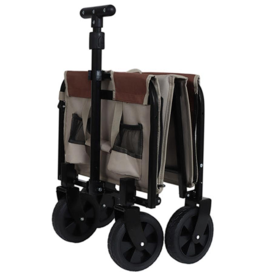 JMT-273482 Convertible Camping Wagon Cart with Bench Seat, Storage Space, and Dog Tether