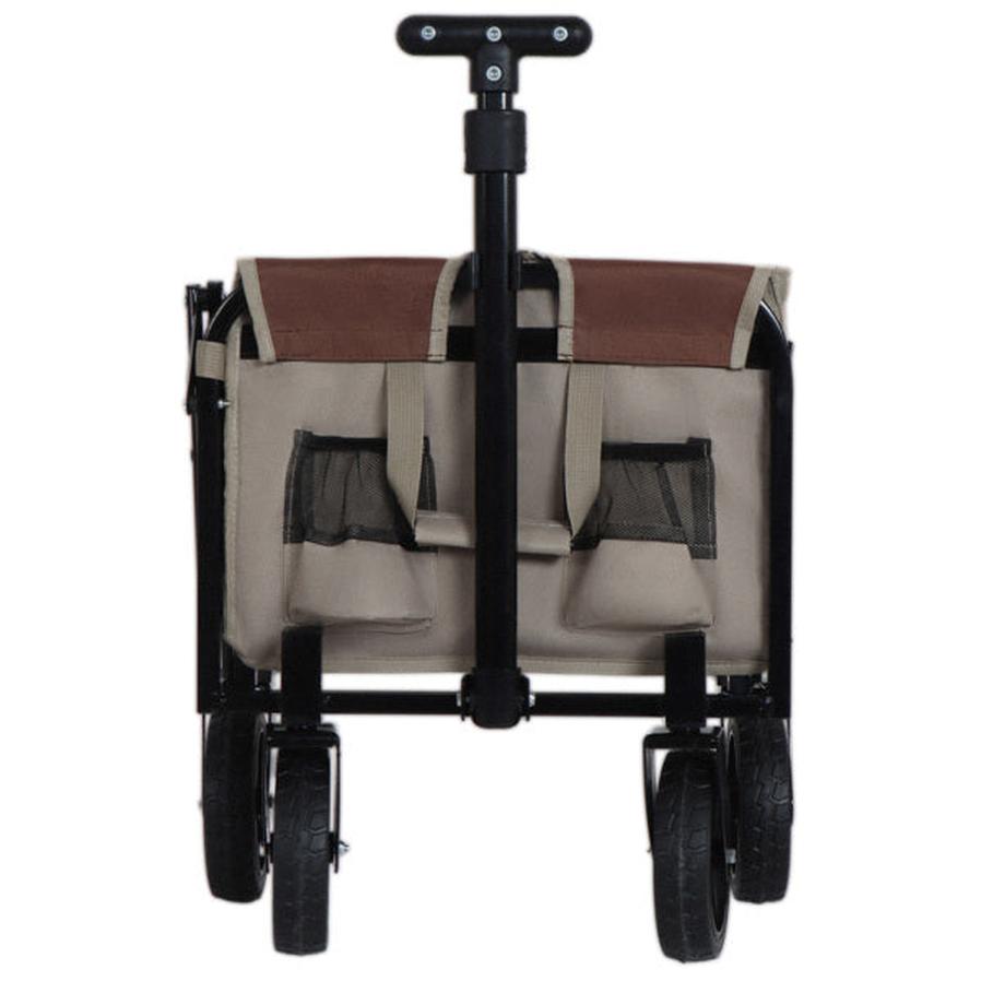 JMT-273482 Convertible Camping Wagon Cart with Bench Seat, Storage Space, and Dog Tether