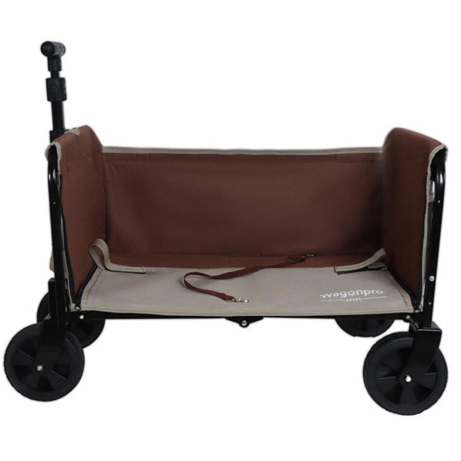 JMT-273482 Convertible Camping Wagon Cart with Bench Seat, Storage Space, and Dog Tether