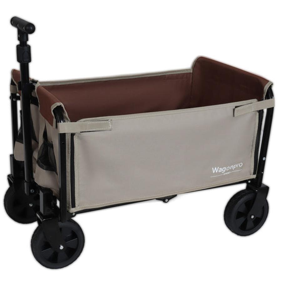 JMT-273482 Convertible Camping Wagon Cart with Bench Seat, Storage Space, and Dog Tether