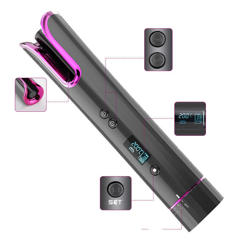JMT-273738 Smart Wireless LCD Automatic Curling Iron with Tourmaline Ceramic Technology for Effortless Curls