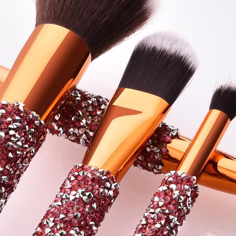 JMT-273866 Colorful 10-Piece Makeup Brush Set with Nylon Hair for Eyes, Cheeks, and Lips