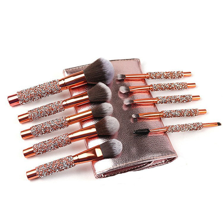 JMT-273866 Colorful 10-Piece Makeup Brush Set with Nylon Hair for Eyes, Cheeks, and Lips
