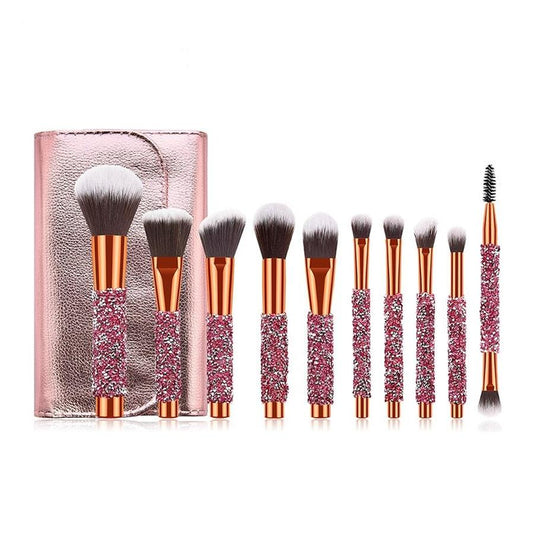 JMT-273866 Colorful 10-Piece Makeup Brush Set with Nylon Hair for Eyes, Cheeks, and Lips